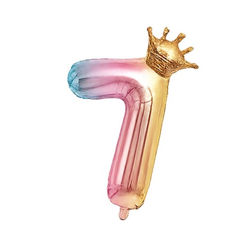 블링모어 대형 왕관 숫자 풍선 생일 기념일 이벤트, 1개, 레인보우 숫자 7