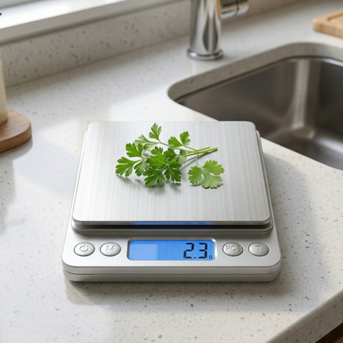 라이프엔라이크 초정밀 디지털 주방저울 1kg 0.1g 전자저울 베이킹 커피 다용도 계량, I2000, 실버