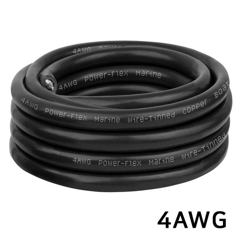 4AWG 고내열 주석도금 구리 실리콘 케이블 드론 RC카 배터리 전원선, 1개, (케이블) 4AWG(블랙)