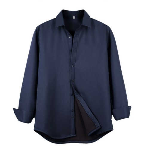 [오버나인] 남자 남성 겨울용 남자 셔츠 발열기모 스판 후끈후끈 베이직 셔츠 남방 L(100), L(100), 네이비, 네이비 섬네일