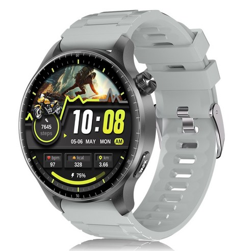 WAPIK AI운동인식 1.52인치 AMOLED 대화면 블루투스 스마트워치 ST50 통화가능 한글판, GPS + 블루투스, 3.8cm, 실버