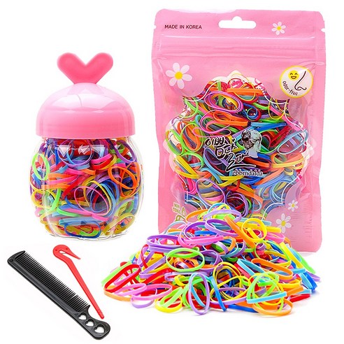 이쁨달다 여아용 안아픈 머리끈 아이럽밴드 지퍼백 통 이지컷 포켓빗 세트