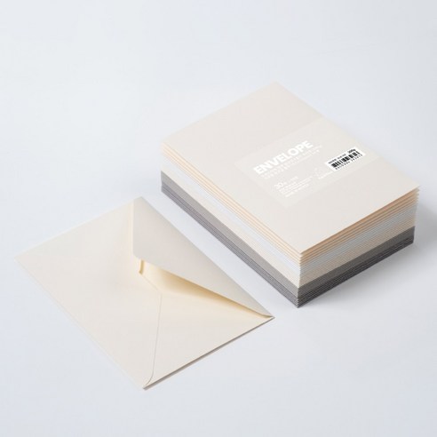 PaperPhant 프레스티지 양면 텍스처 두꺼운(200g) 가로형 봉투(165x115mm), 1팩, 5컬러 30매입