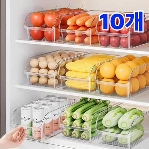하코리 냉장고 정리함 다용도 용기, 10개, 투명