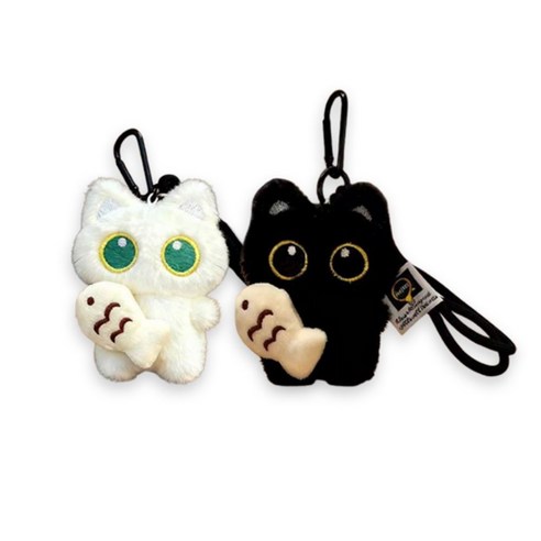 일리마 깜찍 깜냥 흰냥 커플 인형 키링 세트, 1세트, 낚시왕, 10cm