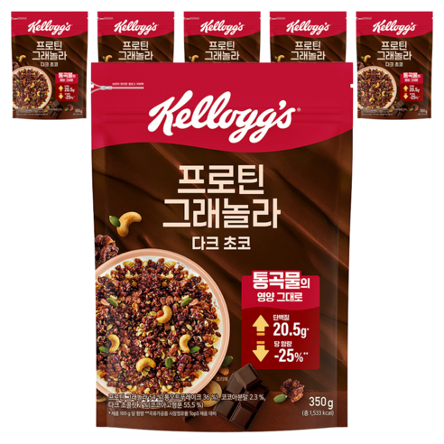 켈로그 프로틴 그래놀라 다크 초코 시리얼, 350g, 6개