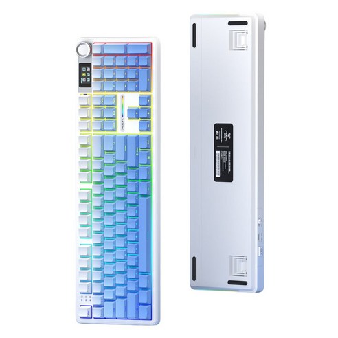 AULA F108 108키 RGB 3모드 기계식 키보드 키캡 포함, 글레이셔 그라데이션, 풍령축, 제조사축