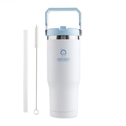 크림푼 푸푸리 보온보냉 대용량 커플 스테인리스 텀블러, 화이트 White, 1개, 950ml