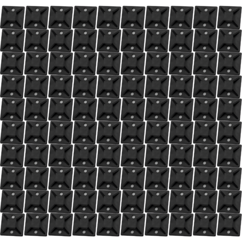 100개입 접착식 케이블 타이 마운트 홀더 화이트 블랙, 1세트, 03. 블랙 20mm(T75020)