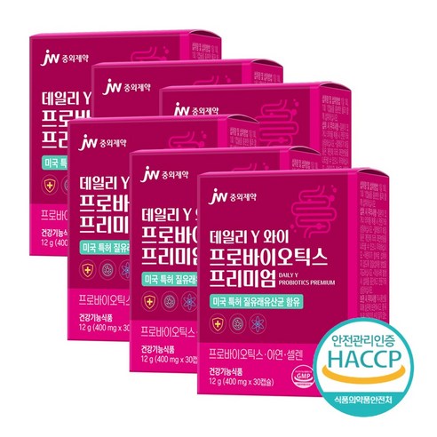 JW 중외제약 데일리Y 프로바이오틱스 프리미엄 질 유래 유산균, 30정, 6박스