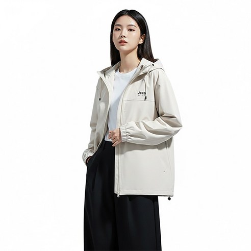 지프스피릿 남성용 봄가을 후드 아웃도어 자켓 캐주얼 워크웨어 스타일 솔리드 컬러 루즈핏 점퍼 2452
