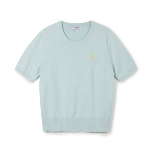 [U.S. POLO ASSN.] 여성 면 반팔 라운드니트_스카이블루