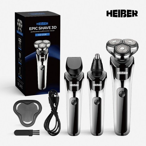 헬릭스케어 에픽쉐이브 남자 전기 면도기 충전식 생활방수 건식 습식 면도기, 블랙, EQ-232K