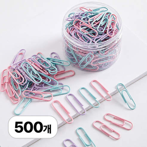 로멀리 모란디 컬러 페이퍼 클립, 500개, 혼합색상