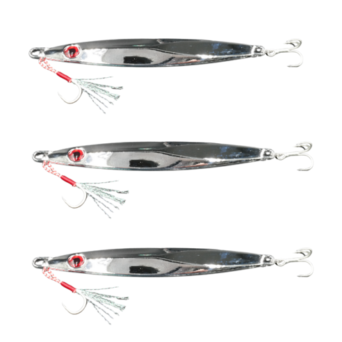 아연 합금 슈퍼 크롬 메탈 지그 10g~120g 삼치 농어 갈치 부시리, 3개, 40g, 슈퍼크롬