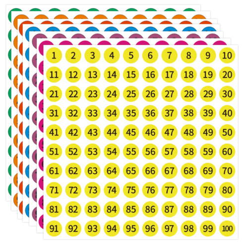 7색 세트 1~100 숫자 넘버링 스티커 700pcs, 7색혼합(S1448) 700개입, 1세트