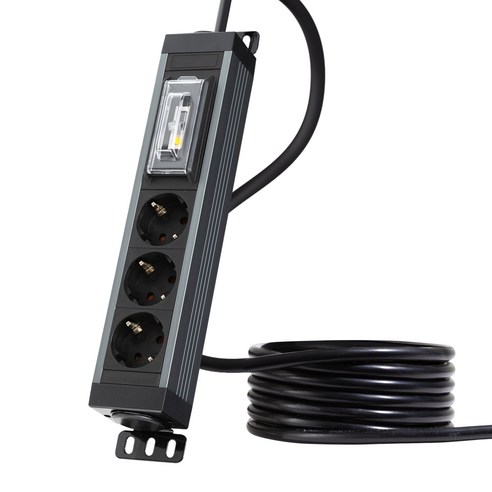 파워존 유커먼 4000W 고용량 알루미늄 3구 멀티탭 누전차단 서버탭, 누전차단 3구 스페이스 그레이, 1개, 7m
