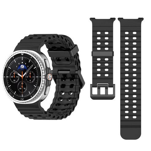 갤럭시워치8/8클래식 40/44/46mm 호환 프리미엄 실리콘밴드 스트랩 밴드, 1개, 블랙