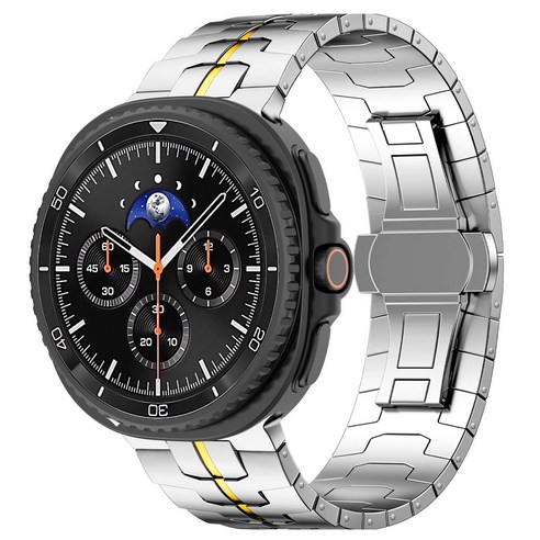 갤럭시워치8/8 클래식 호환 스트랩 쥬빌레 라인 메탈 밴드 40mm 44mm 47mm, 실버/골드, 1개