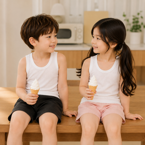 행복한쇼핑몰 유아동 무형광 퀵드라이 통기성 쟈가드 런닝 2p