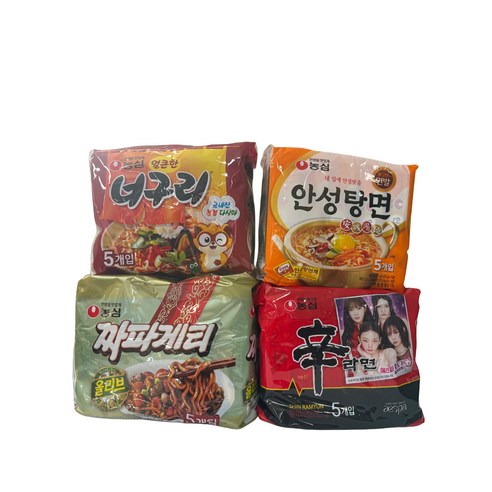 농심 신라면 120g x 5p + 안성탕면 125g x 5p + 얼큰 너구리 120g x 5p + 짜파게티 140g x 5p, 20개