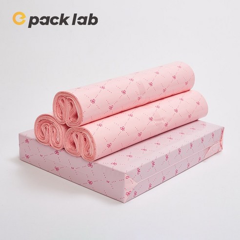 epacklab LDPE 0.07T 두꺼운 택배봉투 파스텔 핑크 리본 캐릭터 패턴 방수 포장봉투 강력접착 택배용, 50개