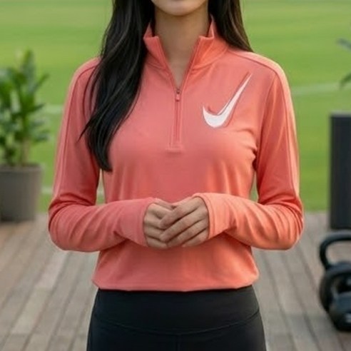 나이키 스우시 드라이 핏 하프 집업 러닝 미드 레이어 여성 티셔츠 운동복 헬스 요가 트레이닝 긴팔티