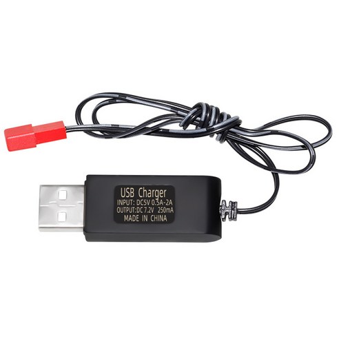 올칩 7.2V JST USB RC카 드론 보트 호환 충전 케이블 리튬 배터리용 충전기 과충전 과전압 보호 장난감 전자기기, 1개, (JST) 7.2v USB충전기(블랙) 1개, (JST) 7.2v USB충전기(블랙)