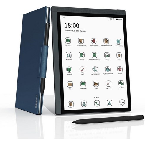 8GB+256GB 안드로이드 14 OS 지문 인식 기능이 있는 10.3인치 컬러 전자책 리더 장치 스타일러스 펜 300PPI 화면 최대 2TB 확장 라이트 블루 기능을 갖춘, 1세트, Light Blue, HKB1051C PRO