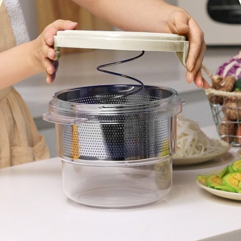대용량 2.5L 짤순이 야채 나물 탈수기 스텐리스 304 파워성능 업그레이드 모델, 1개, 크림