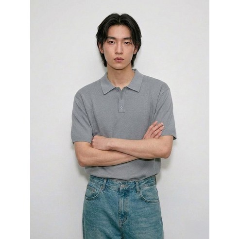 매장정품 HANGTEN 행텐 남성 텍스쳐 카라 넥 니트_053(10570-040-401-45) 10570-040-401-45 1882594 - 골프의류