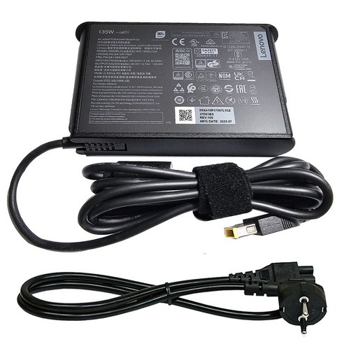 레노버 135W 슬림사각팁 ADL135SLC3A 20V 6.75A 전원케이블제공, 1개, 어댑터 + 케이블