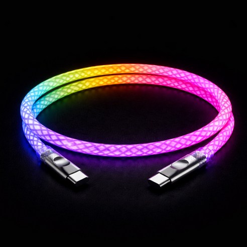 LED 브레이드 관종 발광 C타입 고속충전 케이블 PD 2.0 최대66W 지원 6개월 AS 품질보증, 1개, MIX, 1m
