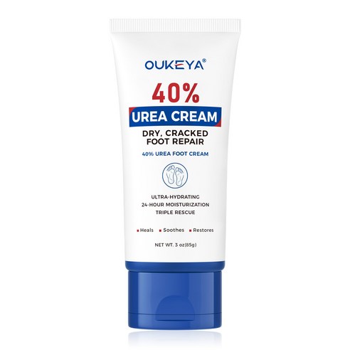 OUKEYA 40% 요소크림 튜브로 발에 금이 가고 뒤꿈치가 촉촉하고 매끈하게 유지됩니다., 85g, 1개, 1개입