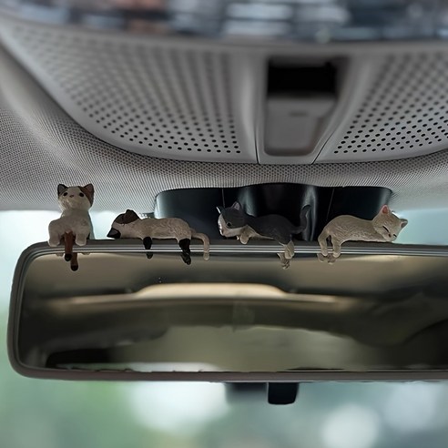 차량용 데코 고양이 피규어 대시보드 인테리어 장식 소품 4종 세트 이미지 4