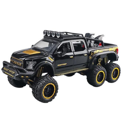 마이카 다이캐스트 합금 1:24 포드 랩터 F150 모델 자동차 모형 피규어 장식, 1개, 4.블랙유광