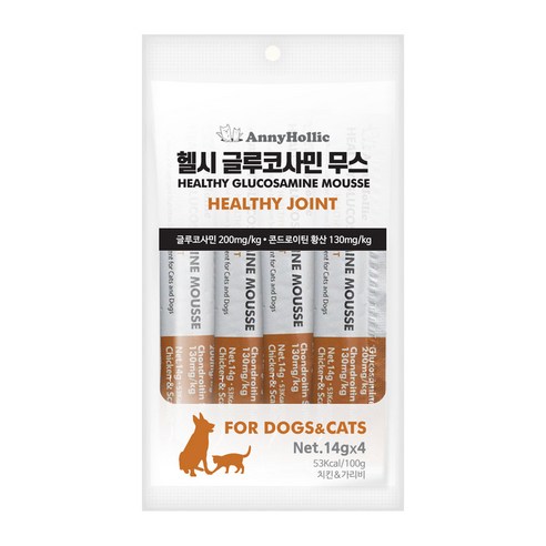 애니홀릭 반려동물 헬시 글루코사민 무스 간식 영양제 치킨 가리비맛, 4회분, 관절, 1개