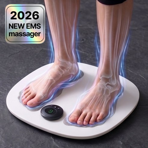 메이크앤 EMS 발마사지기 발매트 종아리 다리 저주파 마사지 기계, 화이트, MAKE-E-001