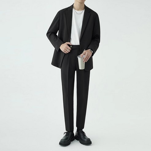 HOMASS 남성 봄가을 정장 세트 정장 재킷 슬랙스 2피스
