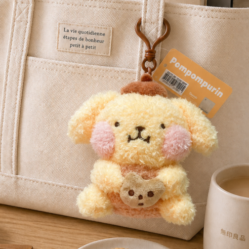오후꽃 산리오 키링 인형 쿠키 냠냠 털인형 뽀글이 13cm, 폼폼푸린, 1개