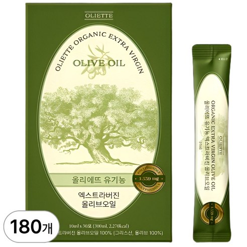올리에뜨 산도0.08 유기농 엑스트라버진 올리브오일 스틱, 180개, 10ml