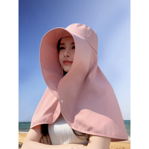 불라 자외선 차단 모자 해빛가리개 야외작업용 모자, 핑크