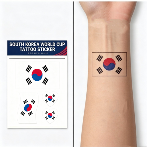 2026 북중미 월드컵 응원 태극기 임시 타투 스티커 10장, 1개