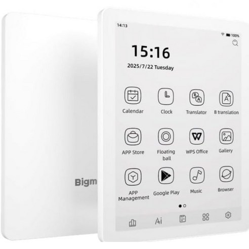 Bigme 빅미 B6 흑백 디스플레이 6인치 E 잉크 전자책 리더기 안드로이드 e팹 er 태블릿 4GB 64GB 옥타코어 14 OS 밝기 조절 가능한 전면 조명 흰색 29768
