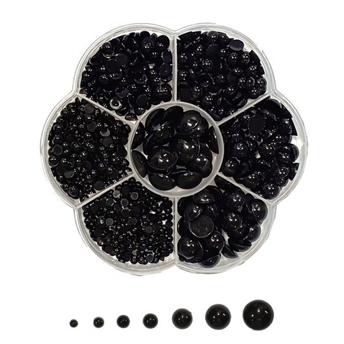 체리아트 반원형 인형눈알 세트 3mm~12mm 7사이즈 600Pcs 대용량, 1통