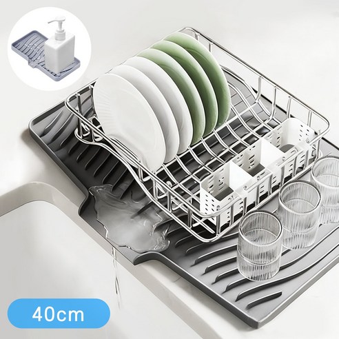 Kemei 실리콘 물빠짐 식기건조매트 싱크대 세면대 다용도 건조매트, 2개, 회색 40cm, 1단