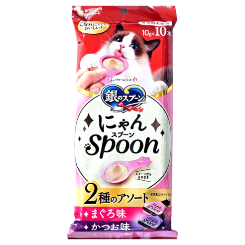 유니참긴노스푼 고양이 냥스푼 습식 간식 10개입, 혼합맛(참치/가다랑어), 100g, 1개