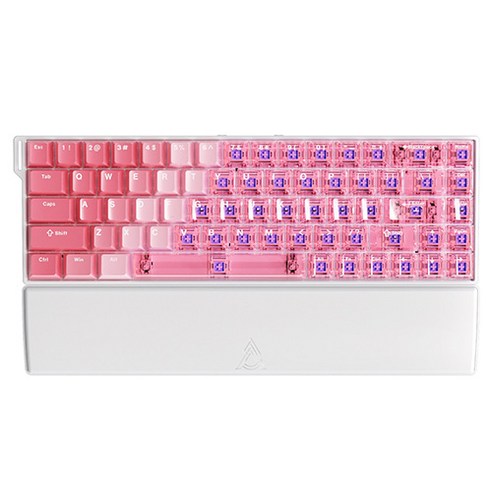 에이재즈 AK680 V2 RGB e스포츠 유선 기계식 키보드, 클리어 + 그라데이션 핑크, 화염축, 제조사축