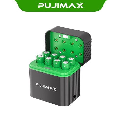 PUJIMAX 스마트 건전지 충전기 케이스 8구 AAA 1.5V 1100mWh 리튬이온 충전식 배터리 8개 포함, 1개