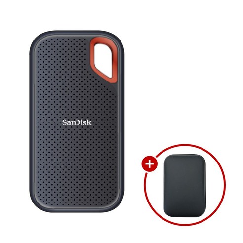 샌디스크 익스트림 포터블 Extreme Portable SSD E61 + SSD 파우치, 블랙, 1TB